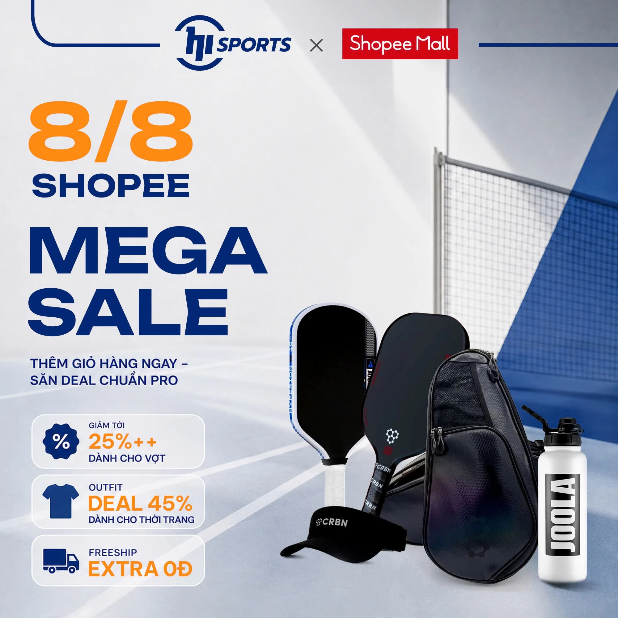 Thiết kế social post Mega Sale 8.8 cho HISPORTS và Shopee Mall. Thiết kế: Jennie Nguyễn.
